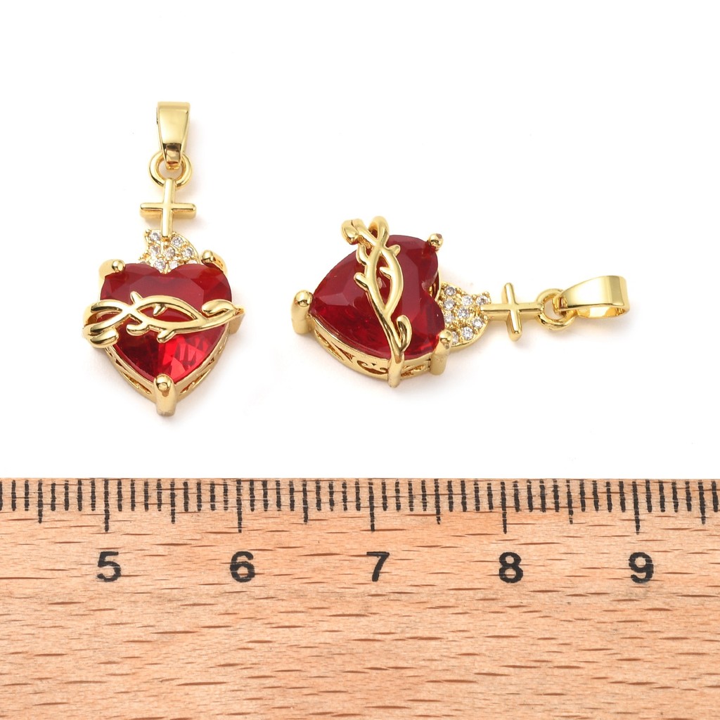 1pc Women's 18K Gold Plated Brass Micro Pave Heart Pendant